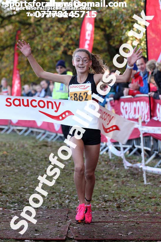 Girls under-15s National Cross Country Relay, Berry Hill Park, Mansfield. Photo:  David T. Hewitson/Sports for All Pics